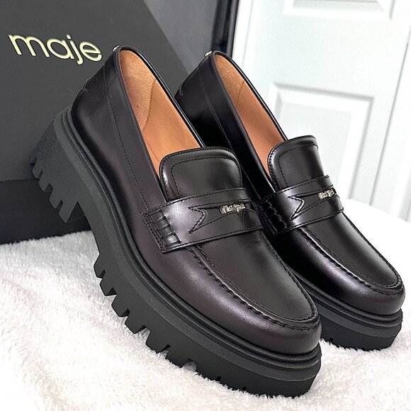 Maje Black Leather Moccasins Brand New Authentic - Picture 4 of 8